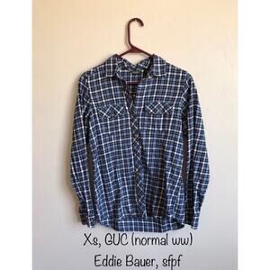 Eddie Bauer Xs Blue Plaid Button Up Flannel Shirt
